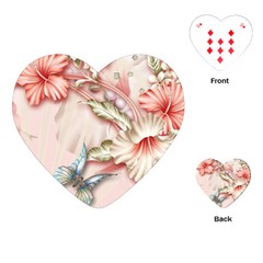 Glory Floral Exotic Butterfly Exquisite Fancy Pink Flowers Playing Cards Single Design (heart)