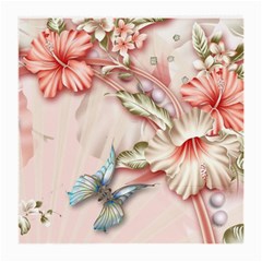 Glory Floral Exotic Butterfly Exquisite Fancy Pink Flowers Medium Glasses Cloth (2 Sides)