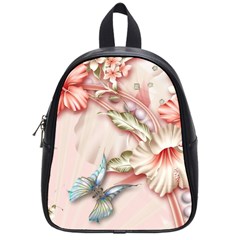 Glory Floral Exotic Butterfly Exquisite Fancy Pink Flowers School Bag (small) by Jancukart