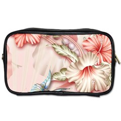 Glory Floral Exotic Butterfly Exquisite Fancy Pink Flowers Toiletries Bag (one Side)