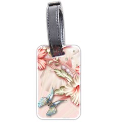 Glory Floral Exotic Butterfly Exquisite Fancy Pink Flowers Luggage Tag (two Sides) by Jancukart