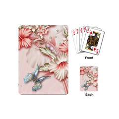 Glory Floral Exotic Butterfly Exquisite Fancy Pink Flowers Playing Cards Single Design (mini)