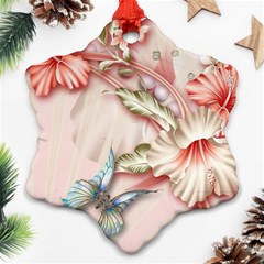 Glory Floral Exotic Butterfly Exquisite Fancy Pink Flowers Ornament (snowflake)