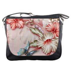 Glory Floral Exotic Butterfly Exquisite Fancy Pink Flowers Messenger Bag by Jancukart