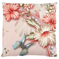 Glory Floral Exotic Butterfly Exquisite Fancy Pink Flowers Large Cushion Case (one Side)