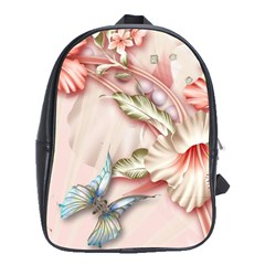 Glory Floral Exotic Butterfly Exquisite Fancy Pink Flowers School Bag (xl) by Jancukart