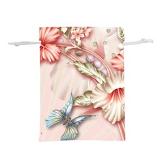 Glory Floral Exotic Butterfly Exquisite Fancy Pink Flowers Lightweight Drawstring Pouch (s)