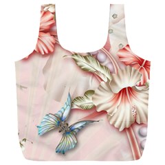 Glory Floral Exotic Butterfly Exquisite Fancy Pink Flowers Full Print Recycle Bag (xxl) by Jancukart