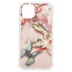 Glory Floral Exotic Butterfly Exquisite Fancy Pink Flowers Iphone 12 Mini Tpu Uv Print Case	