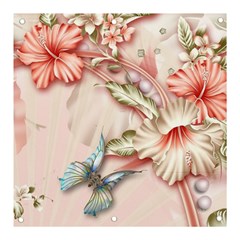 Glory Floral Exotic Butterfly Exquisite Fancy Pink Flowers Banner And Sign 3  X 3  by Jancukart