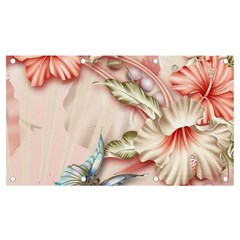 Glory Floral Exotic Butterfly Exquisite Fancy Pink Flowers Banner And Sign 7  X 4  by Jancukart