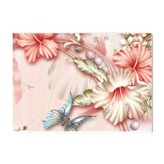 Glory Floral Exotic Butterfly Exquisite Fancy Pink Flowers Crystal Sticker (a4)