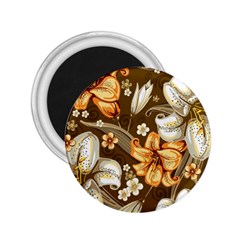 White And Yellow Floral Lilies Background Surface 2.25  Magnets