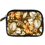 White And Yellow Floral Lilies Background Surface Digital Camera Leather Case Front