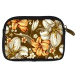 White And Yellow Floral Lilies Background Surface Digital Camera Leather Case Back