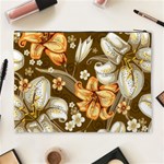 White And Yellow Floral Lilies Background Surface Cosmetic Bag (XL) Back