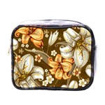 White And Yellow Floral Lilies Background Surface Mini Toiletries Bag (One Side) Front