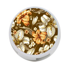 White And Yellow Floral Lilies Background Surface 4-Port USB Hub (One Side)