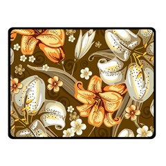 White And Yellow Floral Lilies Background Surface One Side Fleece Blanket (Small)