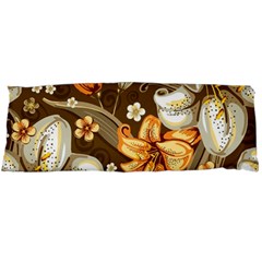 White And Yellow Floral Lilies Background Surface Body Pillow Case (Dakimakura)