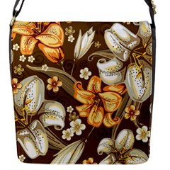 White And Yellow Floral Lilies Background Surface Flap Closure Messenger Bag (S)