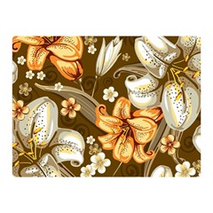 White And Yellow Floral Lilies Background Surface Premium Plush Fleece Blanket (Mini)