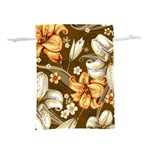 White And Yellow Floral Lilies Background Surface Lightweight Drawstring Pouch (M) Front