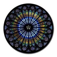 Mandala Floral Wallpaper Rose Window Strasbourg Cathedral France Round Mousepad by Jancukart