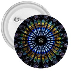 Mandala Floral Wallpaper Rose Window Strasbourg Cathedral France 3  Buttons by Jancukart