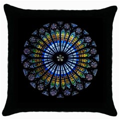 Mandala Floral Wallpaper Rose Window Strasbourg Cathedral France Throw Pillow Case (black)