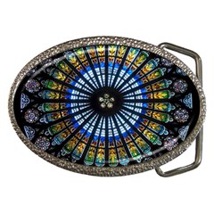 Mandala Floral Wallpaper Rose Window Strasbourg Cathedral France Belt Buckles by Jancukart