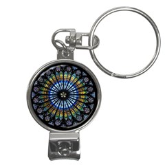 Mandala Floral Wallpaper Rose Window Strasbourg Cathedral France Nail Clippers Key Chain by Jancukart