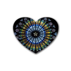 Mandala Floral Wallpaper Rose Window Strasbourg Cathedral France Rubber Coaster (heart) by Jancukart