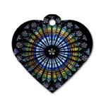 Mandala Floral Wallpaper Rose Window Strasbourg Cathedral France Dog Tag Heart (Two Sides) Front