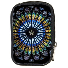 Mandala Floral Wallpaper Rose Window Strasbourg Cathedral France Compact Camera Leather Case