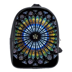 Mandala Floral Wallpaper Rose Window Strasbourg Cathedral France School Bag (large) by Jancukart