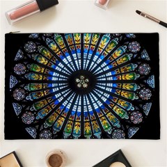 Mandala Floral Wallpaper Rose Window Strasbourg Cathedral France Cosmetic Bag (xxl)