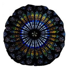 Mandala Floral Wallpaper Rose Window Strasbourg Cathedral France Large 18  Premium Round Cushions by Jancukart