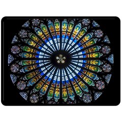 Mandala Floral Wallpaper Rose Window Strasbourg Cathedral France Fleece Blanket (large)