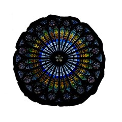 Mandala Floral Wallpaper Rose Window Strasbourg Cathedral France Standard 15  Premium Flano Round Cushions by Jancukart