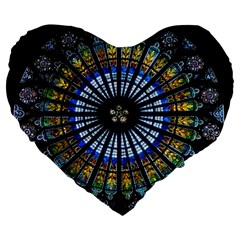 Mandala Floral Wallpaper Rose Window Strasbourg Cathedral France Large 19  Premium Flano Heart Shape Cushions by Jancukart