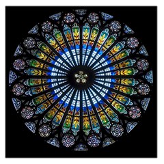 Mandala Floral Wallpaper Rose Window Strasbourg Cathedral France Square Satin Scarf (36  X 36 )