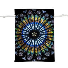 Mandala Floral Wallpaper Rose Window Strasbourg Cathedral France Lightweight Drawstring Pouch (xl) by Jancukart