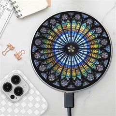 Mandala Floral Wallpaper Rose Window Strasbourg Cathedral France Wireless Fast Charger(white) by Jancukart