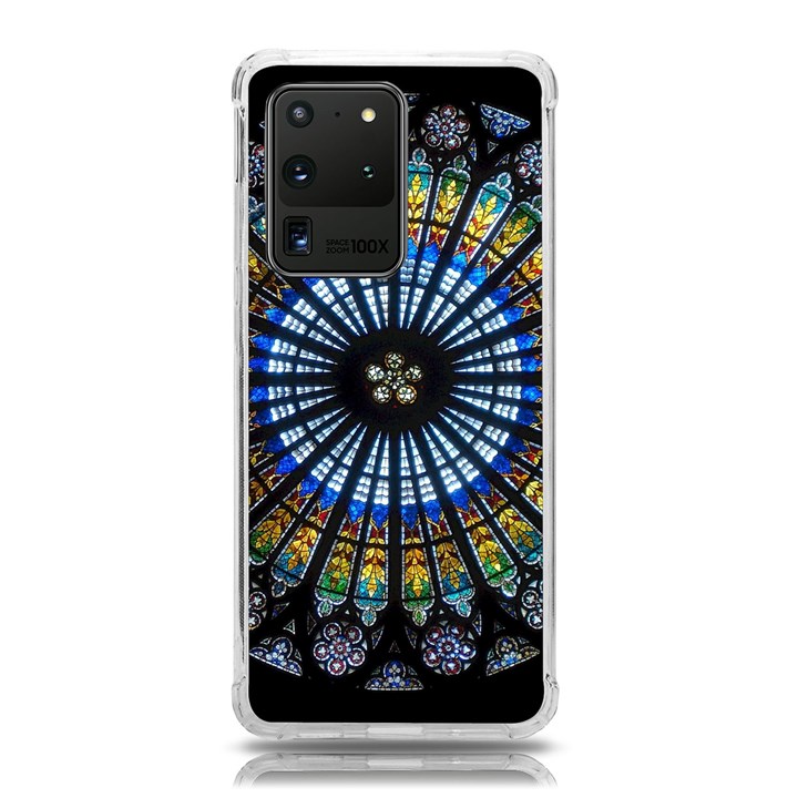 Mandala Floral Wallpaper Rose Window Strasbourg Cathedral France Samsung Galaxy S20 Ultra 6.9 Inch TPU UV Case