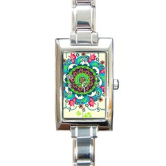 Artistic Pattern Mandala Rectangle Italian Charm Watch