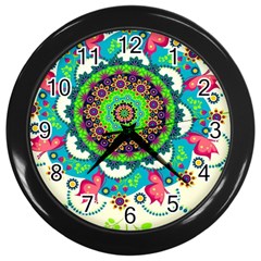 Artistic Pattern Mandala Wall Clock (black) by Jancukart