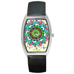 Artistic Pattern Mandala Barrel Style Metal Watch by Jancukart