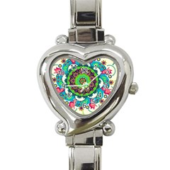 Artistic Pattern Mandala Heart Italian Charm Watch