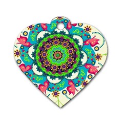 Artistic Pattern Mandala Dog Tag Heart (two Sides)